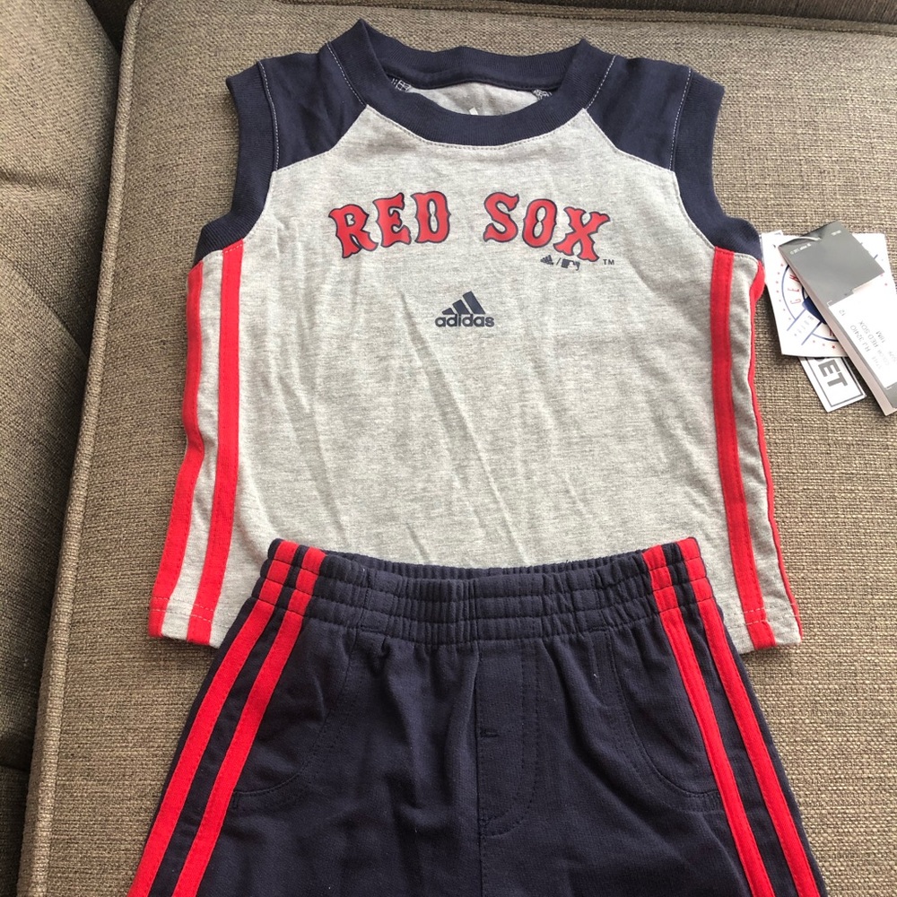 Adidas Shirt/Shorts Set Red Sox in Gray/Navy 18M